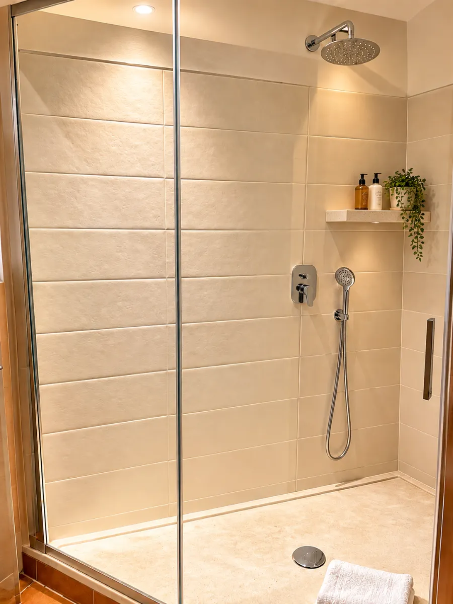 Bagno privato con doccia della camera Bellavista 23, Bellavista Rooms Villasimius